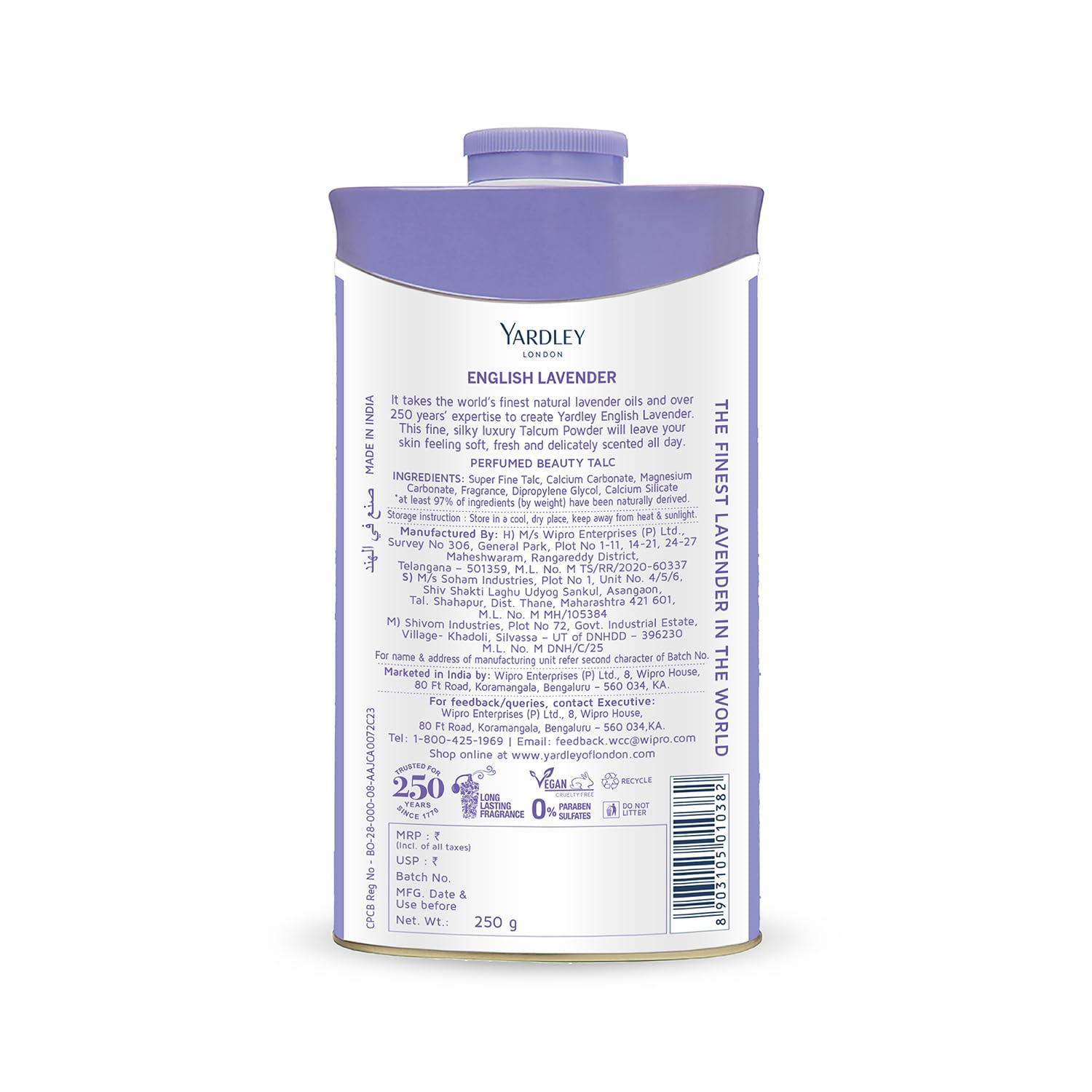 Yardley London English Lavender Perfumed Deodorizing Talc Talcum Powder 