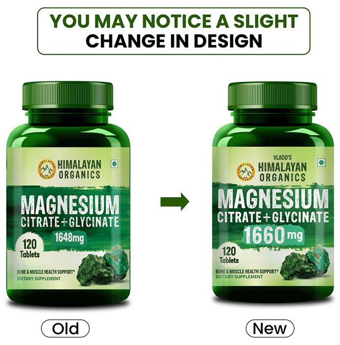 Himalayan Organics Magnesium Citrate+Glycinate Tablets 