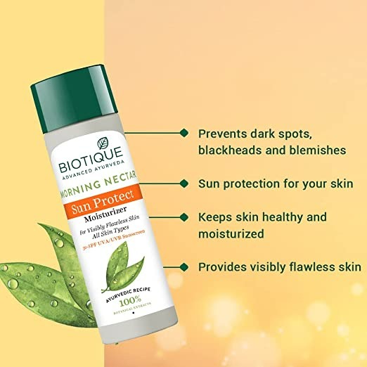 Biotique Advanced Ayurveda Bio Morning Nectar Visibly Flawless Sun Protector 30+SPF UVA/UVB Sunscreen - Grab2buy