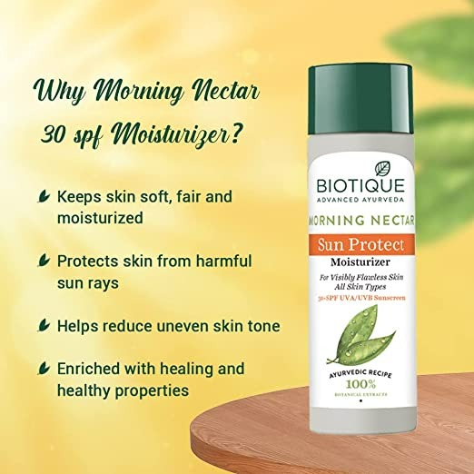 Biotique Advanced Ayurveda Bio Morning Nectar Visibly Flawless Sun Protector 30+SPF UVA/UVB Sunscreen - Grab2buy