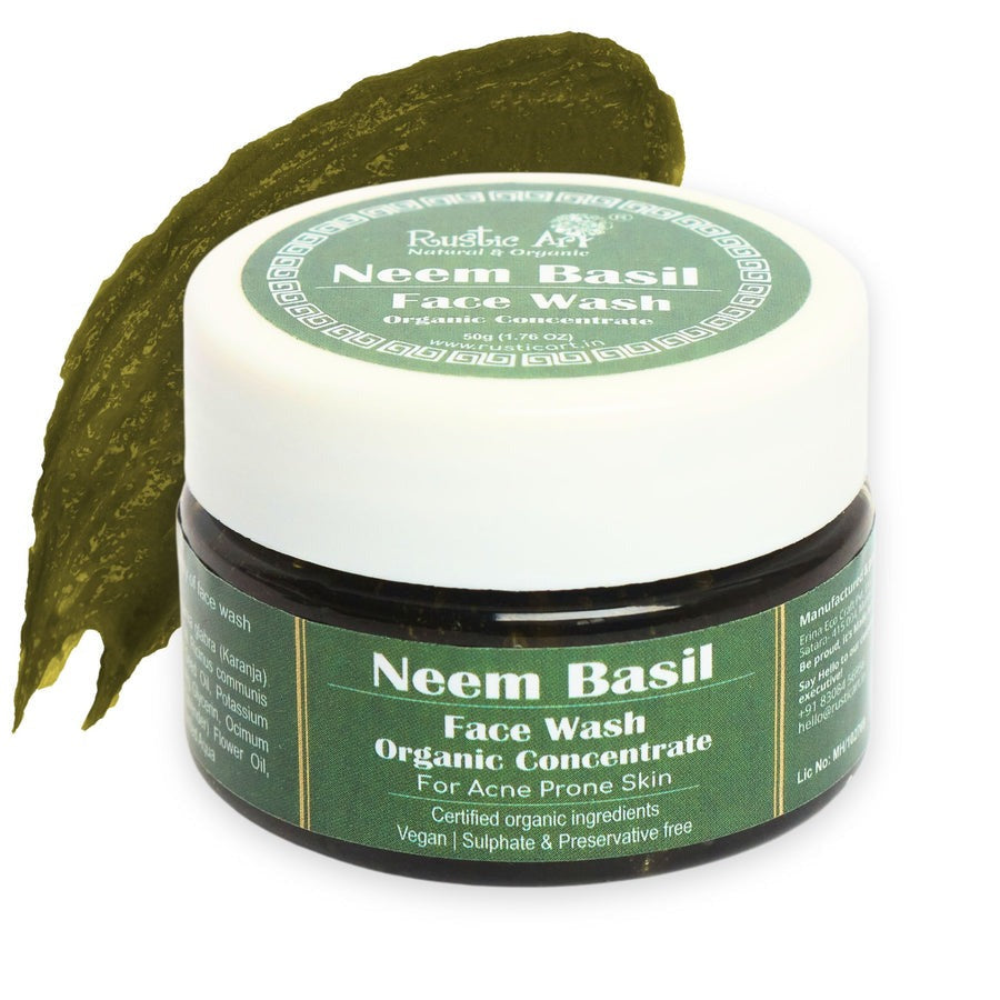 Rustic Art Neem Basil Face Wash Organic Concentrate - Grab2buy