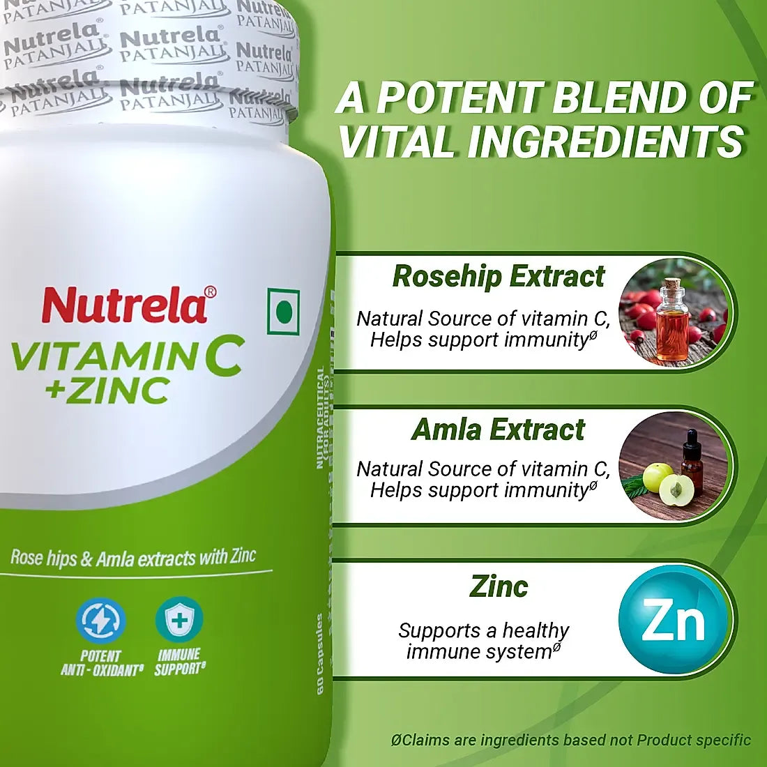 Patanjali Nutrela Natural Vitamin C Plus Zinc Tablets 