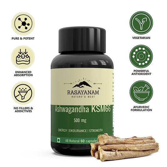 Rasayanam Ashwagandha KSM-66 Capsules - Grab2buy