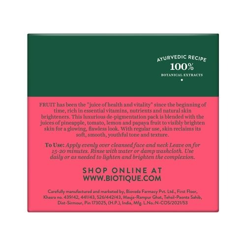 Biotique Bio Fruit Whitening & Depigmentation & Tan Removal Face Pack  Grab2Buy Biotique Grab2Buy