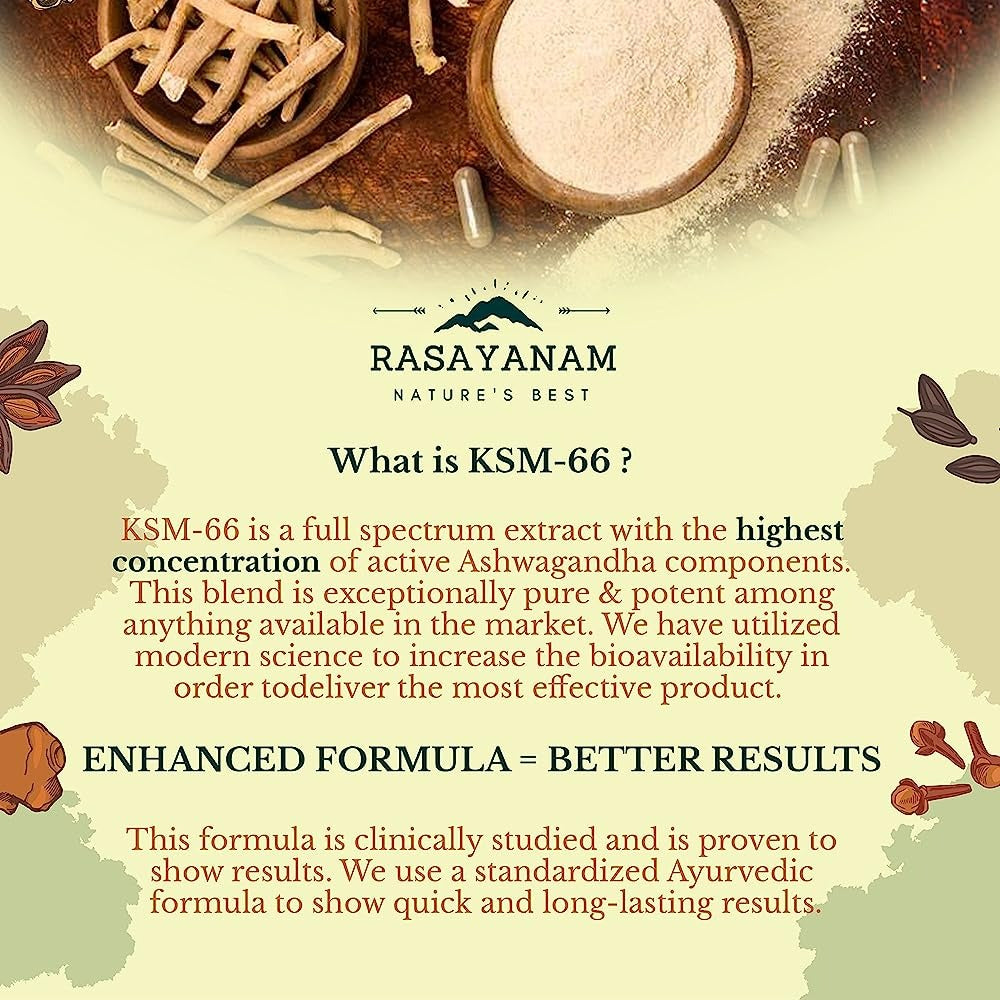 Rasayanam Ashwagandha KSM-66 Capsules - Grab2buy