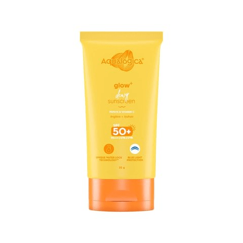 Aqualogica Glow + Dewy Sunscreen With Papaya & Vitamin C SPF 50+ PA++  Grab2Buy Aqualogica Grab2Buy