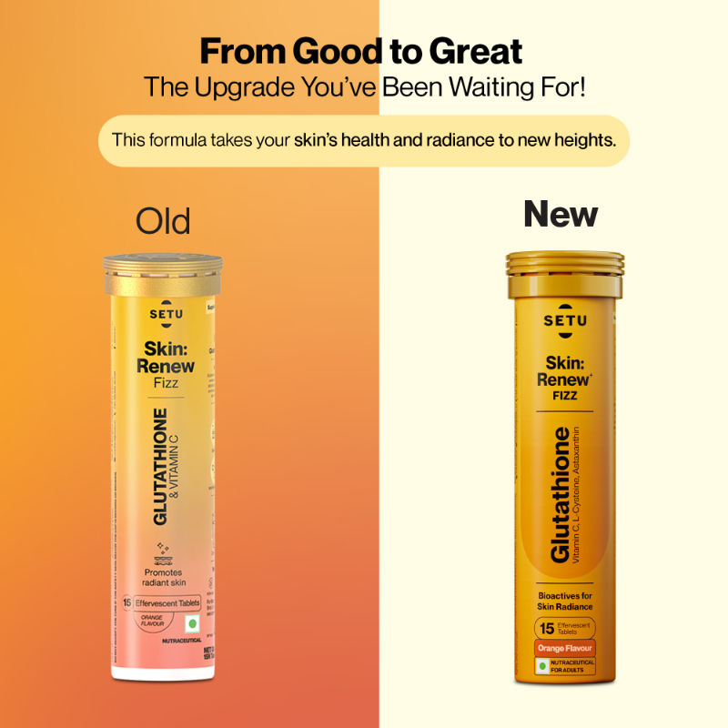 Setu Skin Renew Glutathione With Vitamin C Effervescent Tablets - Orange Flavor Genie India