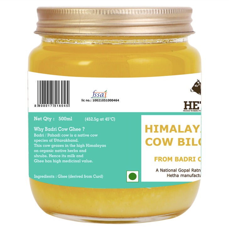 Hetha Himalayan Badri Cow A2 cultured Bilona Ghee / A2 Ghee | Organic and Pure Cow Ghee | Made From Grass Fed A2 Cow's Milk 