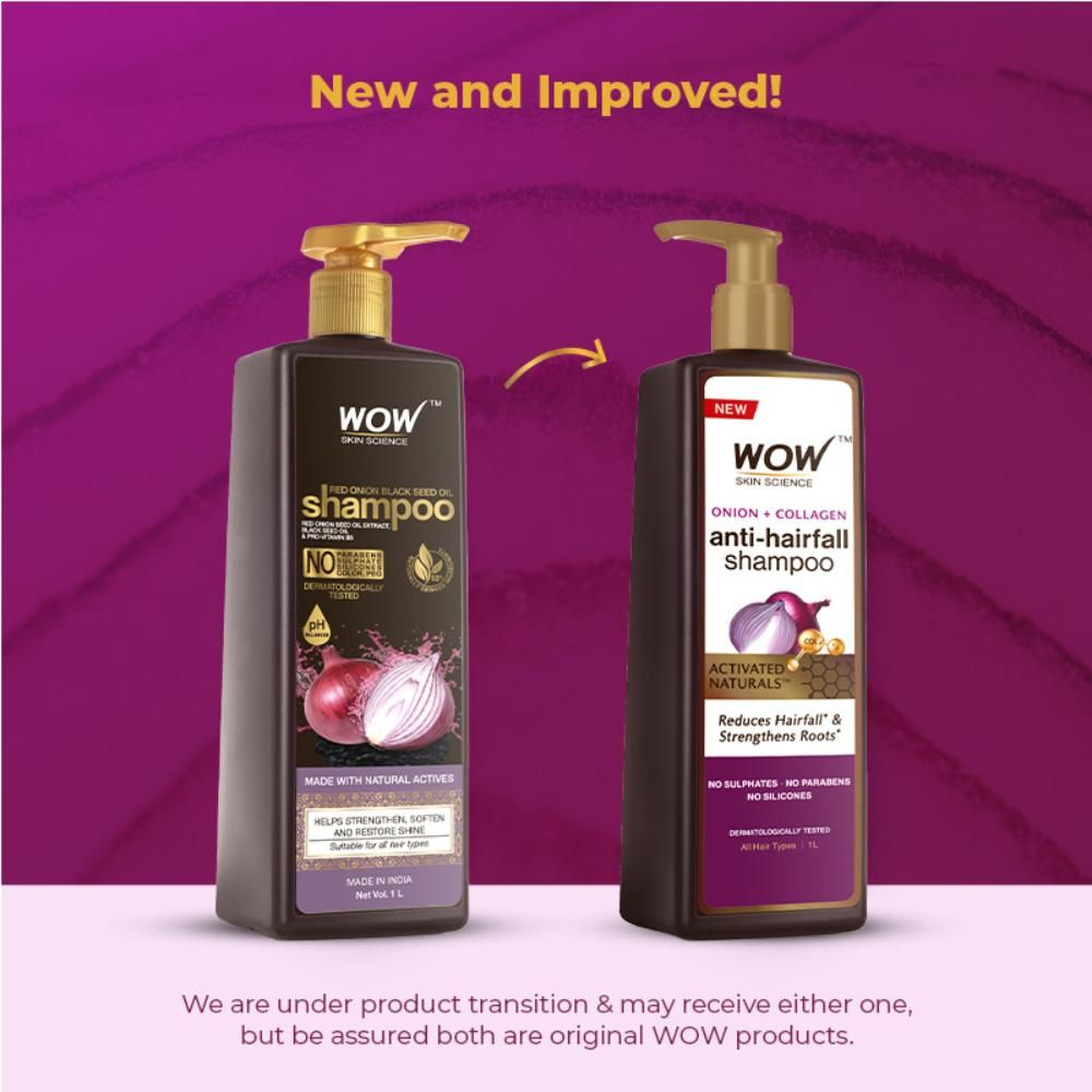 Wow Skin Science Onion & Collagen Anti Hairfall Shampoo For Strenghtens Roots & Prevents Hair Breakage  Grab2Buy Wow Skin Science Grab2Buy
