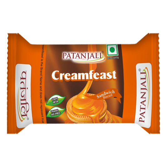 Patanjali Cream Feast Orange Biscuits (Pack of 10) 