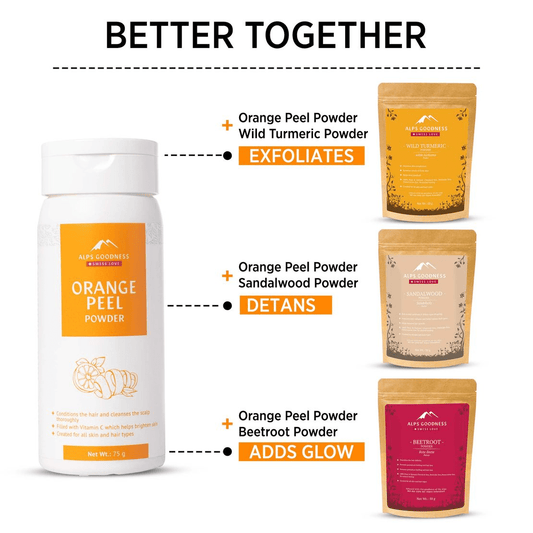 Alps Goodness Orange Peel Powder, for Hair Mask & Face Mask, Nourishes Hair Follicles, Glow Face - Grab2buy