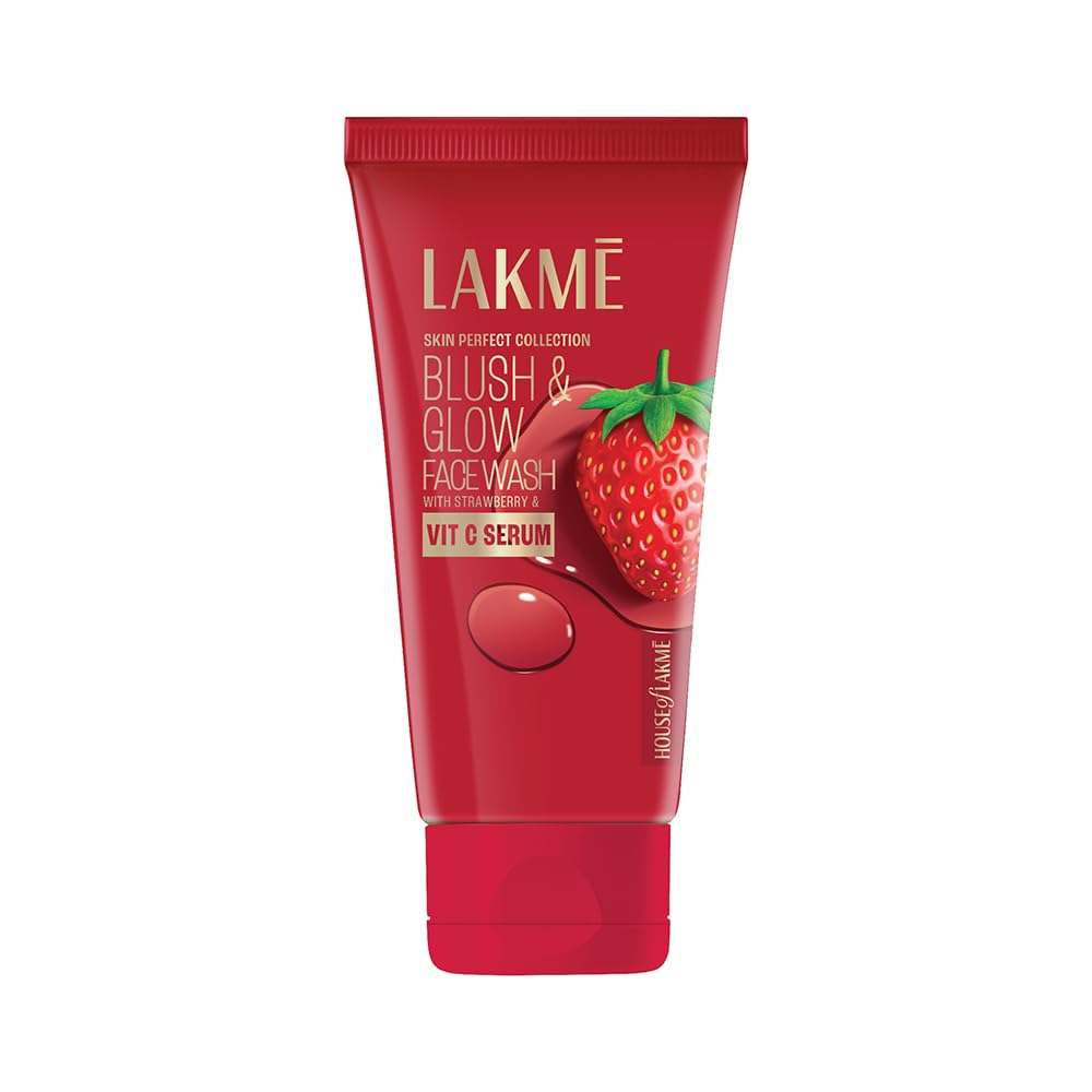 Lakme Blush & Glow Strawberry Freshness Gel Face Wash With Vitamin C Serum 