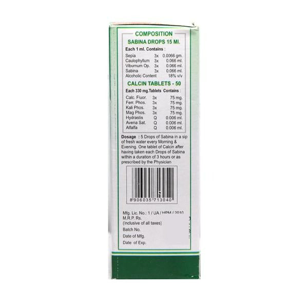Wheezal Homeopathy Sabina Calcin Drops & Tablets 