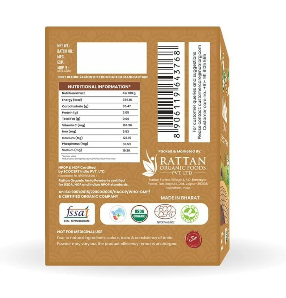 Nutriorg Certified Organic Amla Powder 