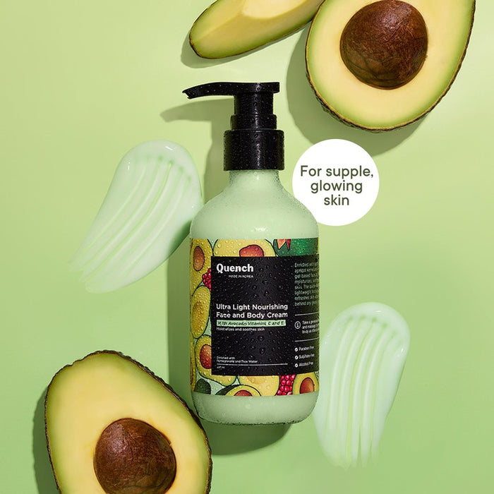 Quench Botanics Bravocado Ultra Light Nourishing Face and Body Cream, Korean Skin Care 