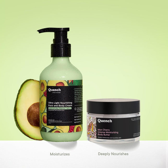 Quench Botanics Bravocado Ultra Light Nourishing Face and Body Cream, Korean Skin Care 