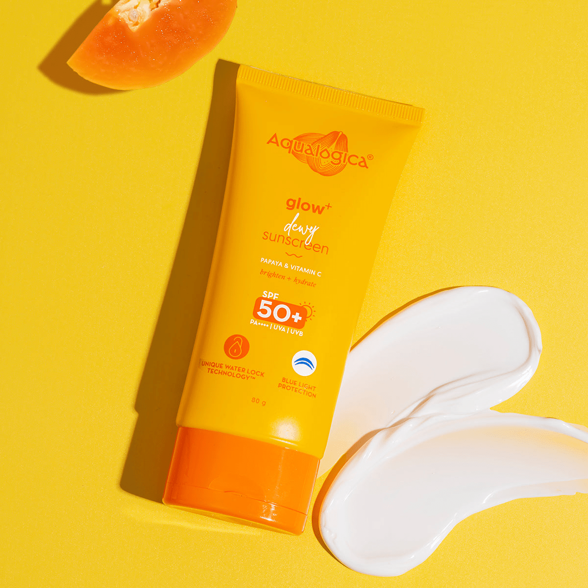 Aqualogica Glow + Dewy Sunscreen With Papaya & Vitamin C SPF 50+ PA++  Grab2Buy Aqualogica Grab2Buy