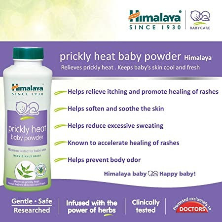 Himalaya Prickly Heat Baby Powder | Ayurvedic Cooling Powder for Heat Rash Relief 