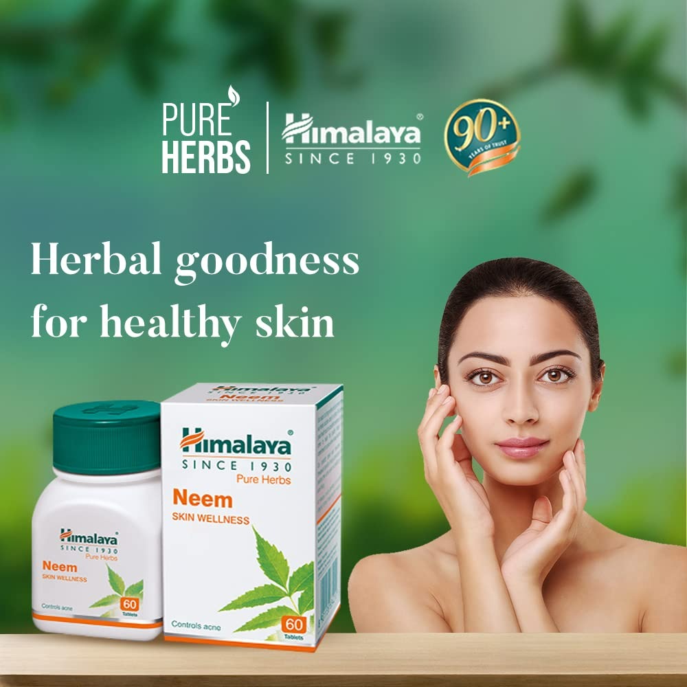 Himalaya Wellness Pure Herbs Neem Skin Wellness Tablets | Ayurvedic Acne & Skin Care 