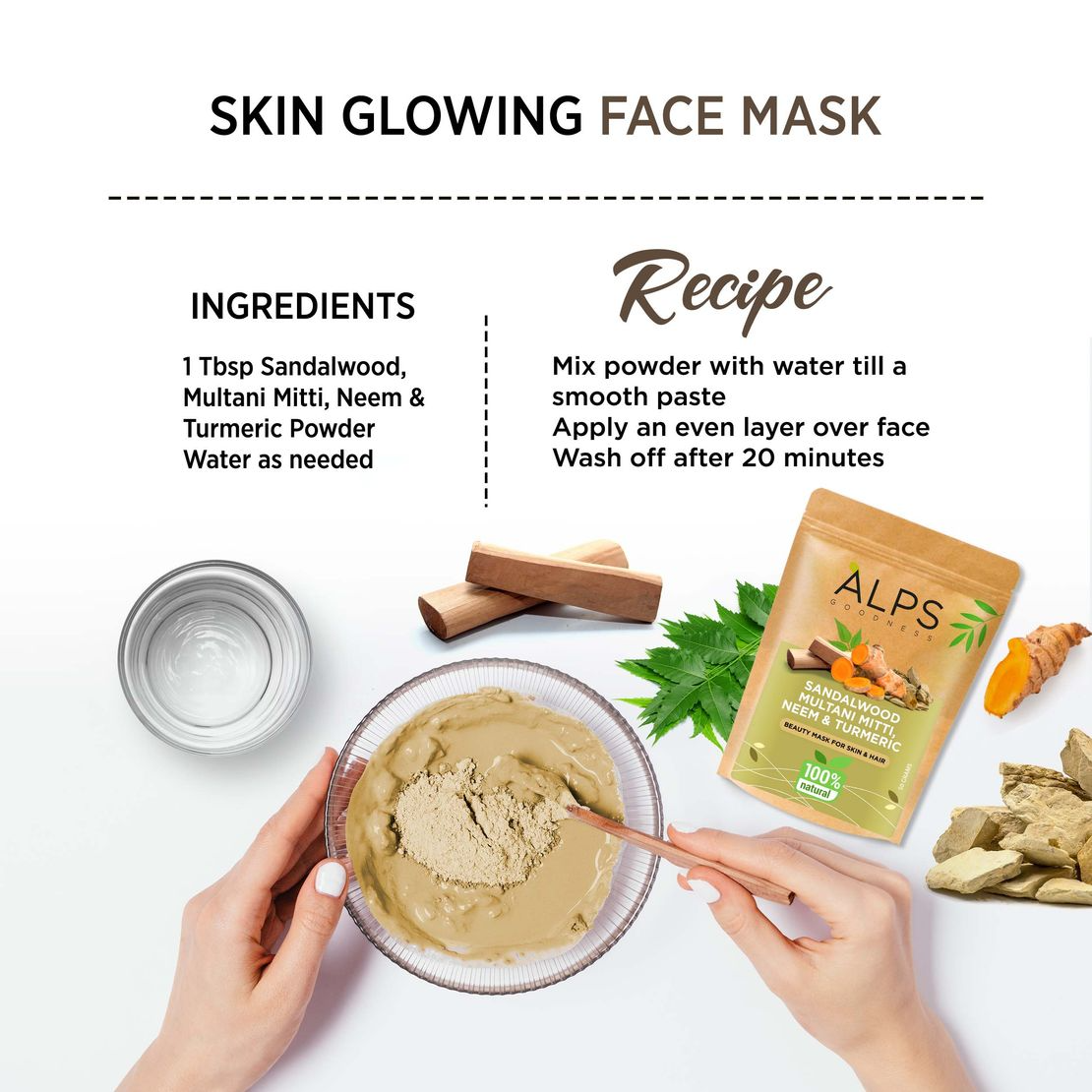 Alps Goodness Sandalwood,Multani Mitti,Neem & Turmeric Powder - Distacart