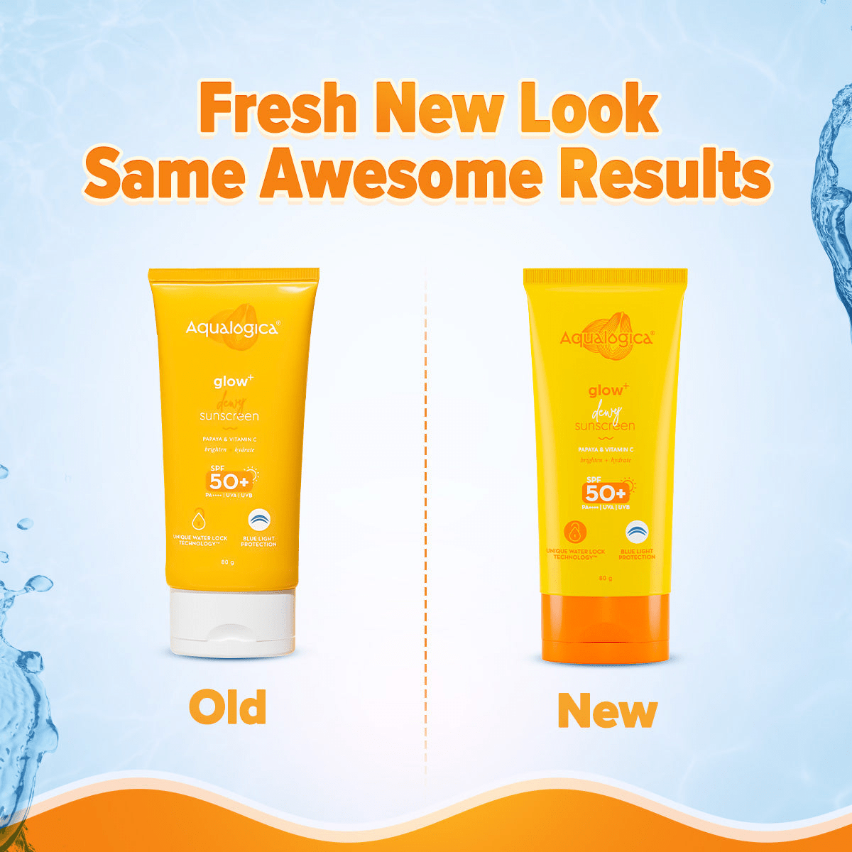 Aqualogica Glow + Dewy Sunscreen With Papaya & Vitamin C SPF 50+ PA++  Grab2Buy Aqualogica Grab2Buy