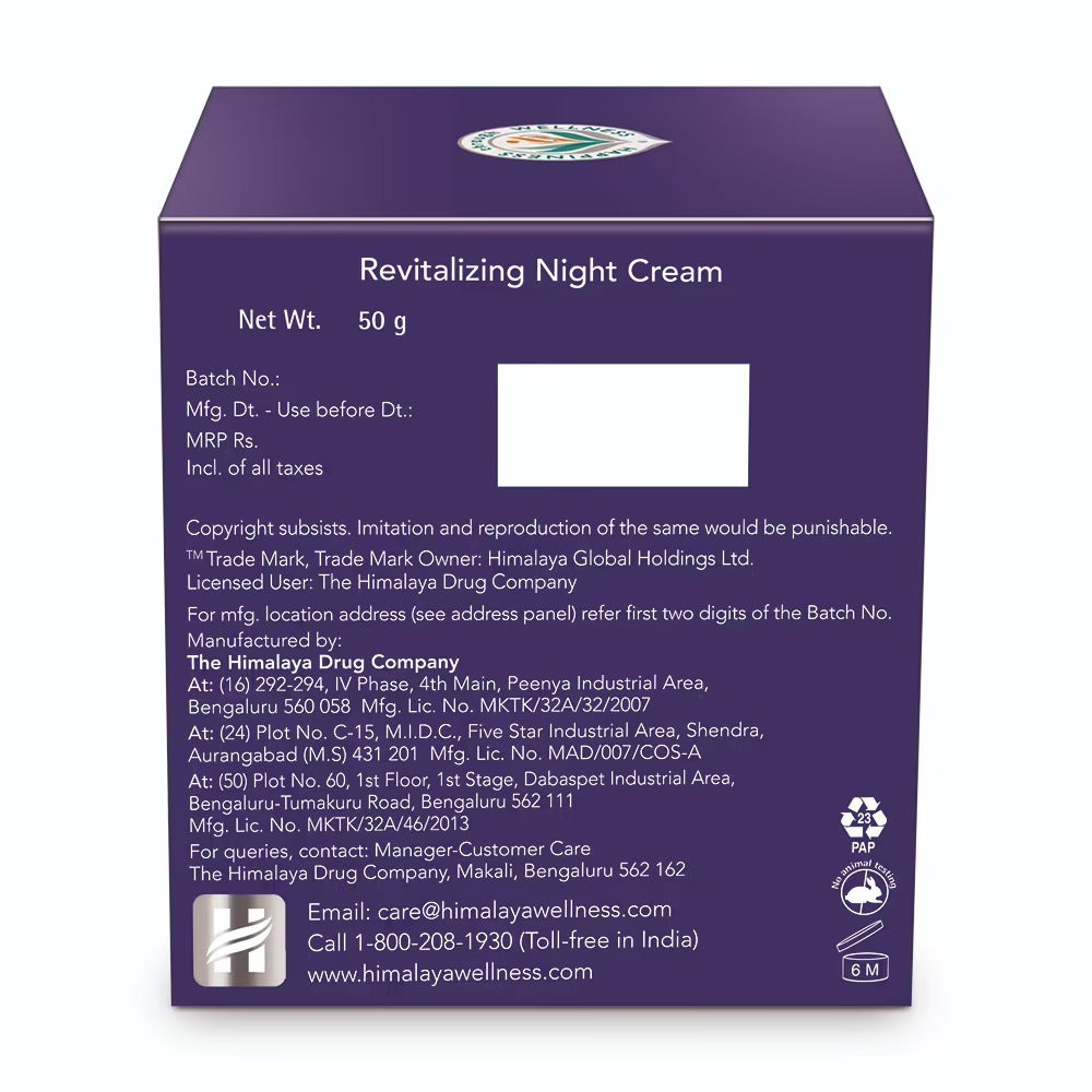 Himalaya Revitalizing Night Cream | Ayurvedic Overnight Repair Cream for Youthful Skin 
