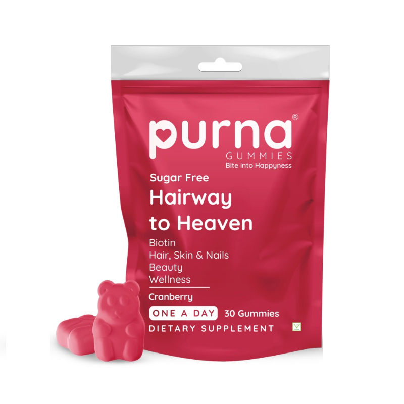 Purna Gummies Hair Biotin Cranberry Sugar Free Gummies with Vitamin B12 for Hair & Nail  Grab2Buy Purna Grab2Buy