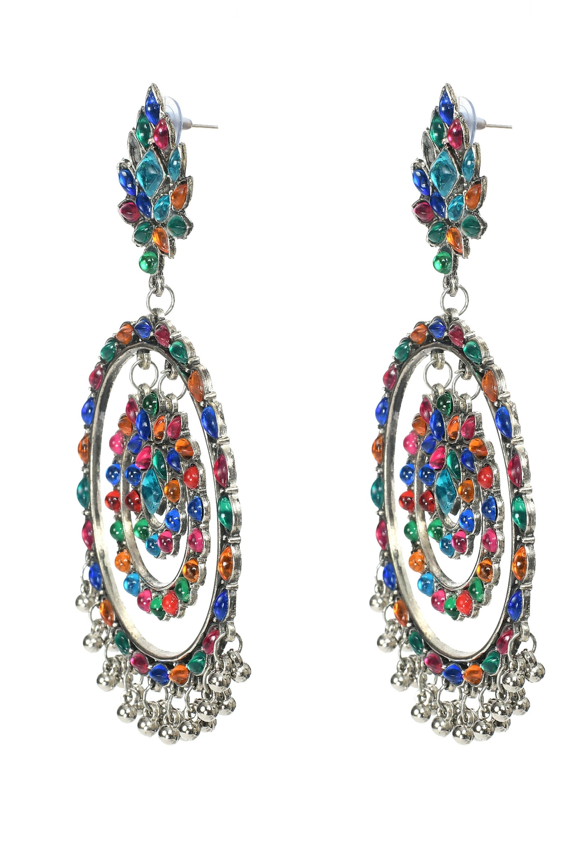Mominos Fashion Johar Kamal Women's Multi Colour Kundan Circles Earrings 