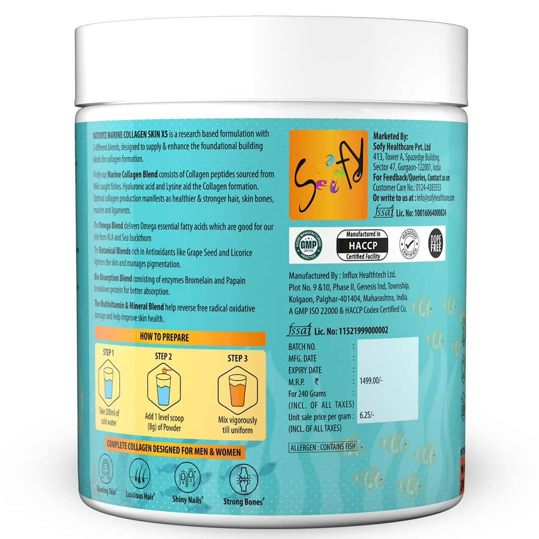 Naturyz Marine Collagen Skin X5 Power For Women & Men (Lemon Flavour) 