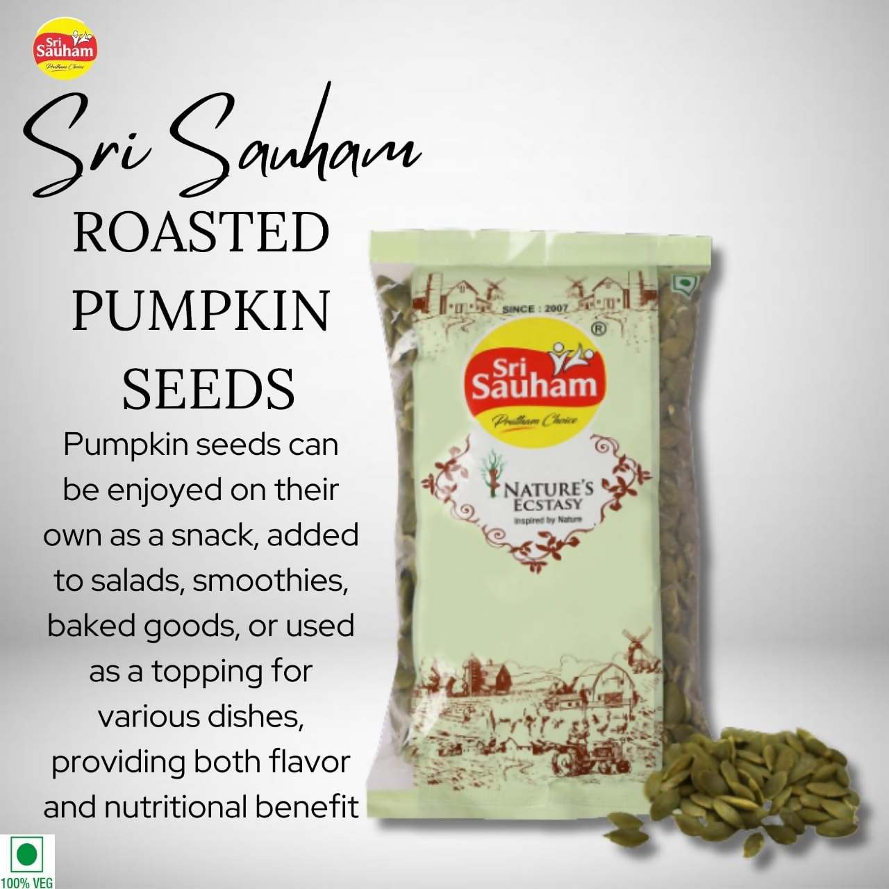Sri Sauham Natural Roasted Pumpkin Seeds