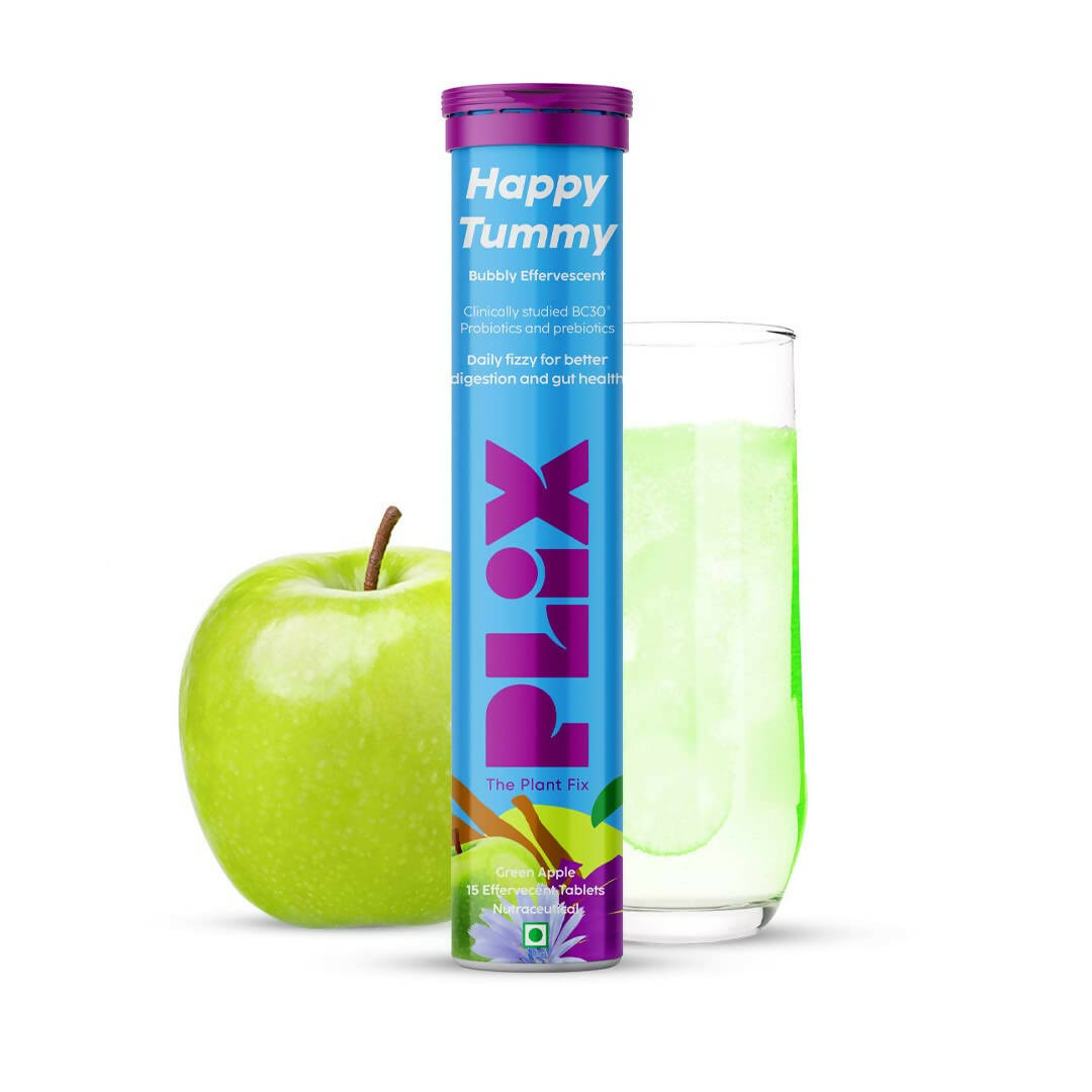 PLIX The Plant Fix Happy Tummy Pre+Probiotic Effervescent Tablets - Green Apple 
