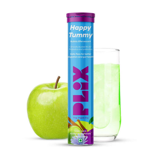 PLIX The Plant Fix Happy Tummy Pre+Probiotic Effervescent Tablets - Green Apple 