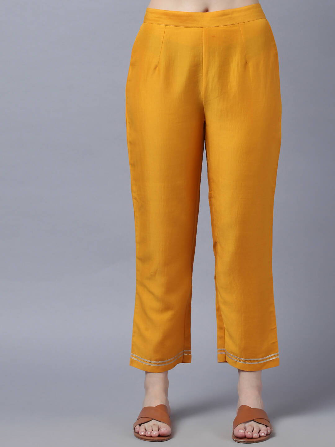 Myshka Stylish Mustard 3/4 Sleeve Women's Kurta Pant with Dupatta Set