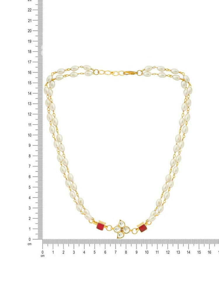 White and Red Beaded Gold Plated Flower Kundan Necklace - Ruby Raang  Grab2Buy Ruby Raang Grab2Buy