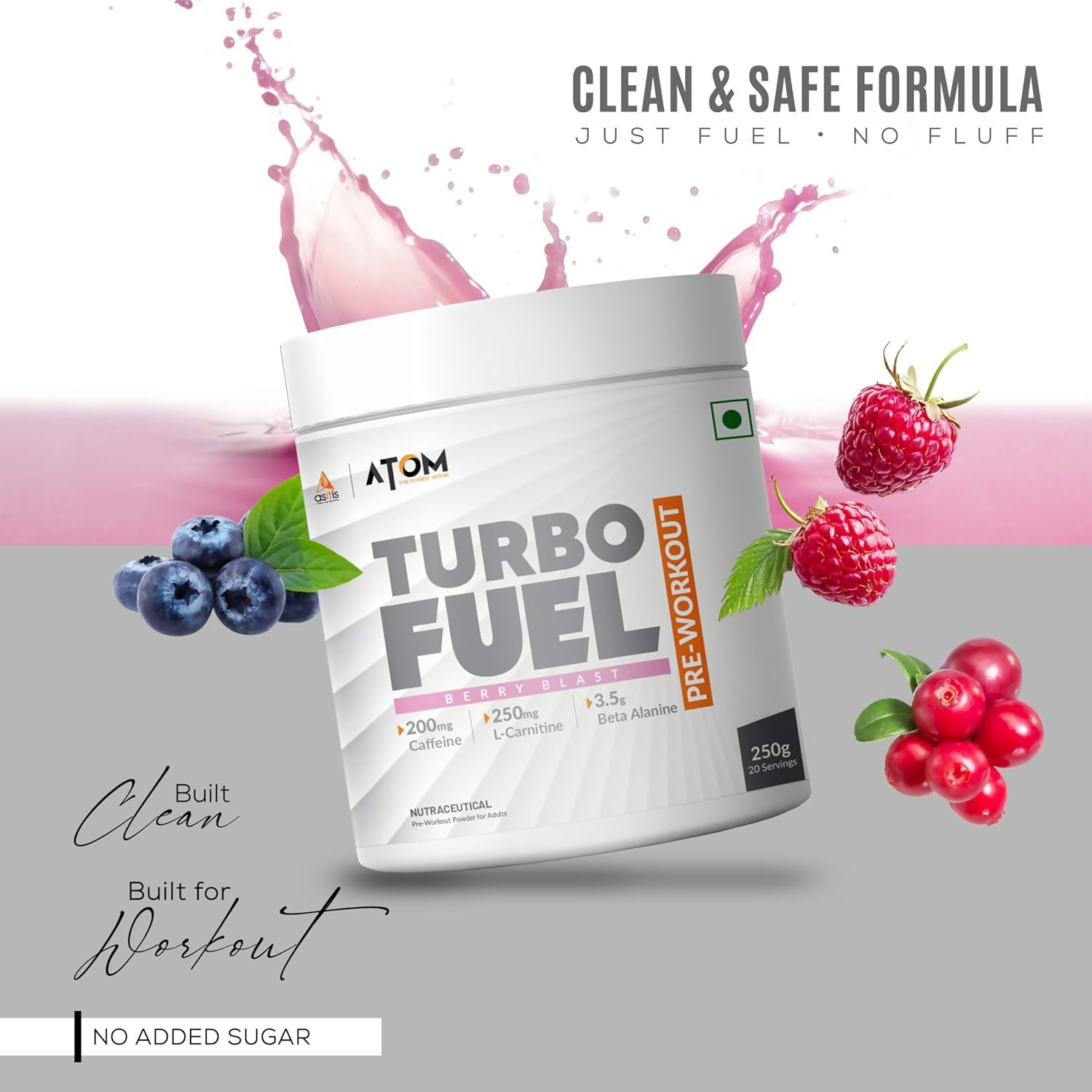 As-It-Is Atom Turbo Fuel Pre-Workout Formula Berry Blast Flavour 