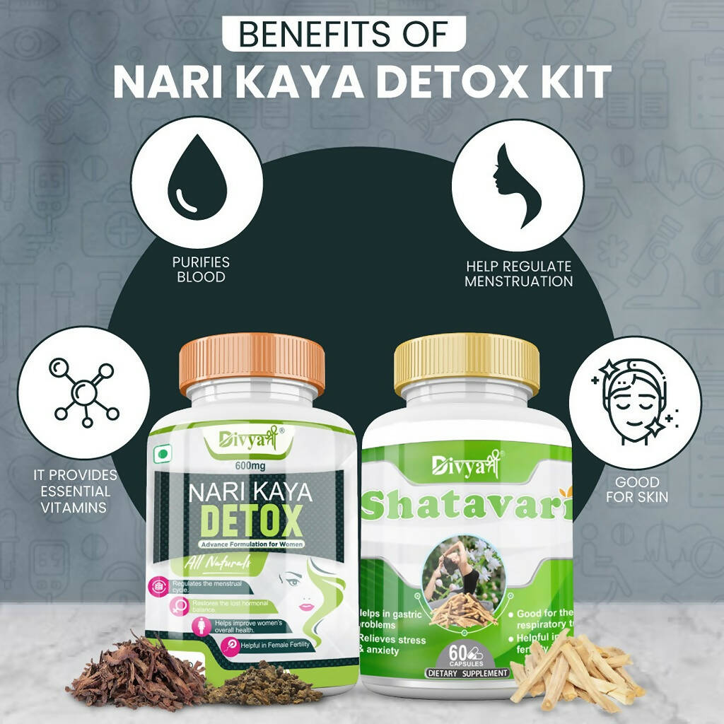 Divya Shree Nari Kaya Detox Capsule and Shatavari Capsule Combo 