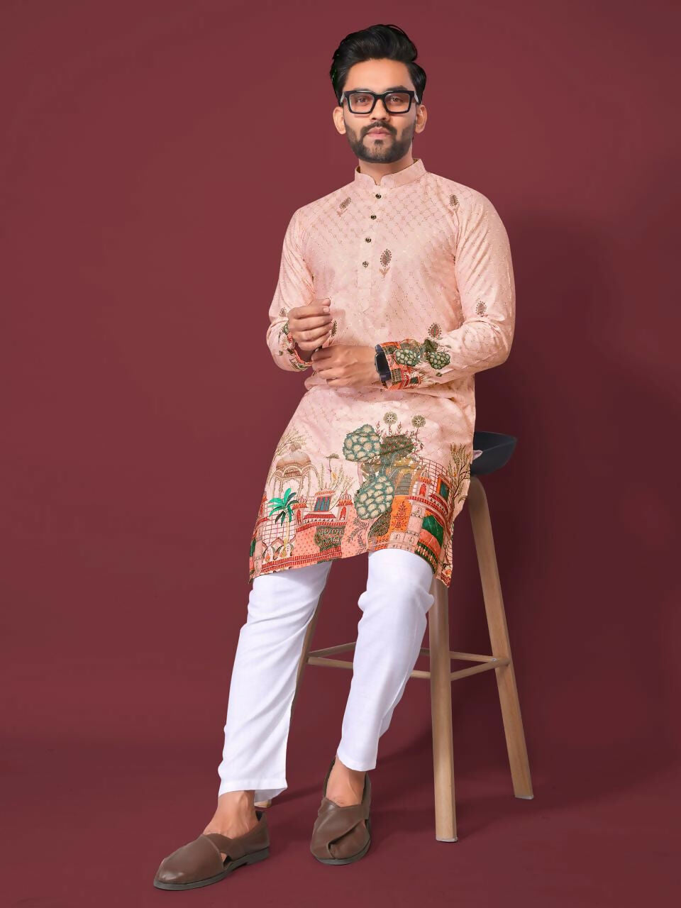 Anaita Light Pink Multicolour Kurta