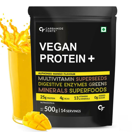 Carbamide Forte Vegan Protein+ Powder - Alphonso Mango Flavour 