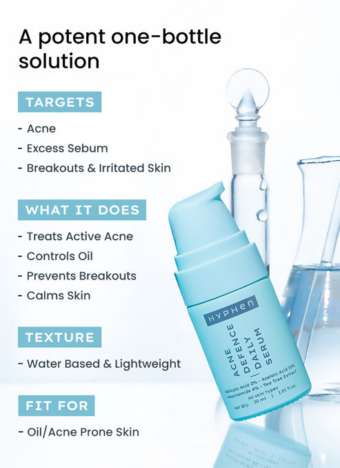 Hyphen By Kriti Sanon Acne Defence Daily Serum With 2% Salicylic Acid Treats Active Acne Prevents Breakouts 