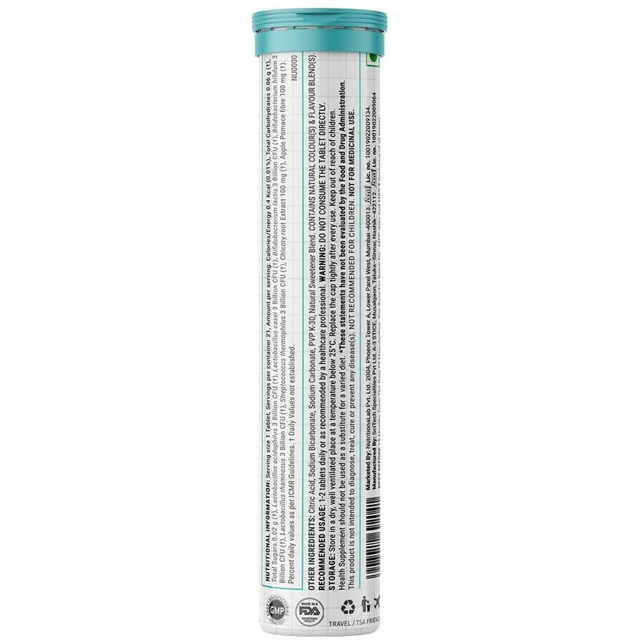 Wellbeing Nutrition Probiotic + Prebiotic Effervescent Tablets – Ayurvedic Gut Health Support 
