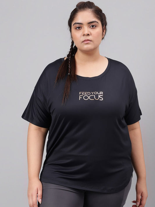 MKH Plus Size Typography Printed Relaxed Fit Dri-FIT T-shirt 