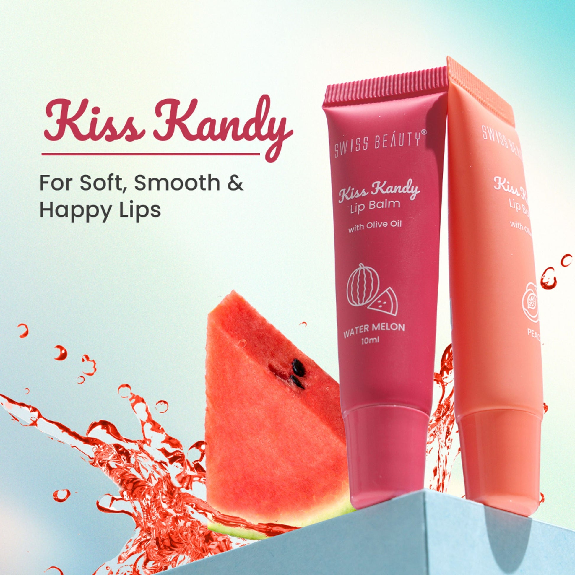 Swiss Beauty Kiss Kandy Tinted Lip Balm | Non-Sticky with Olive Oil & Vitamin E - 01 Peach