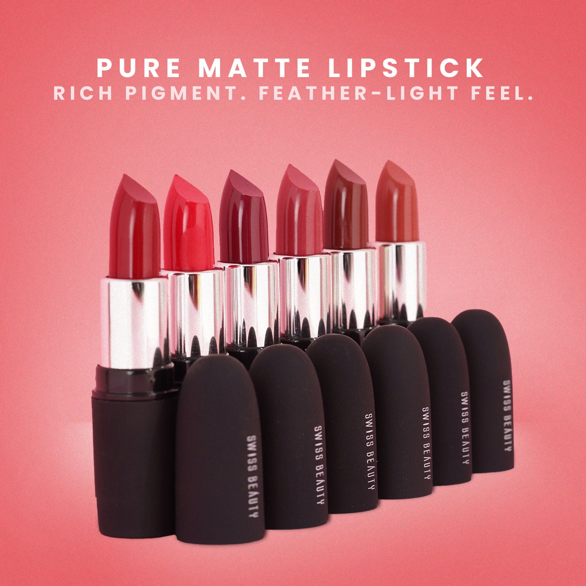 Swiss Beauty Pure Matte Lipstick , Non-Drying, Smooth Glide, Long Lasting - 213 Bare