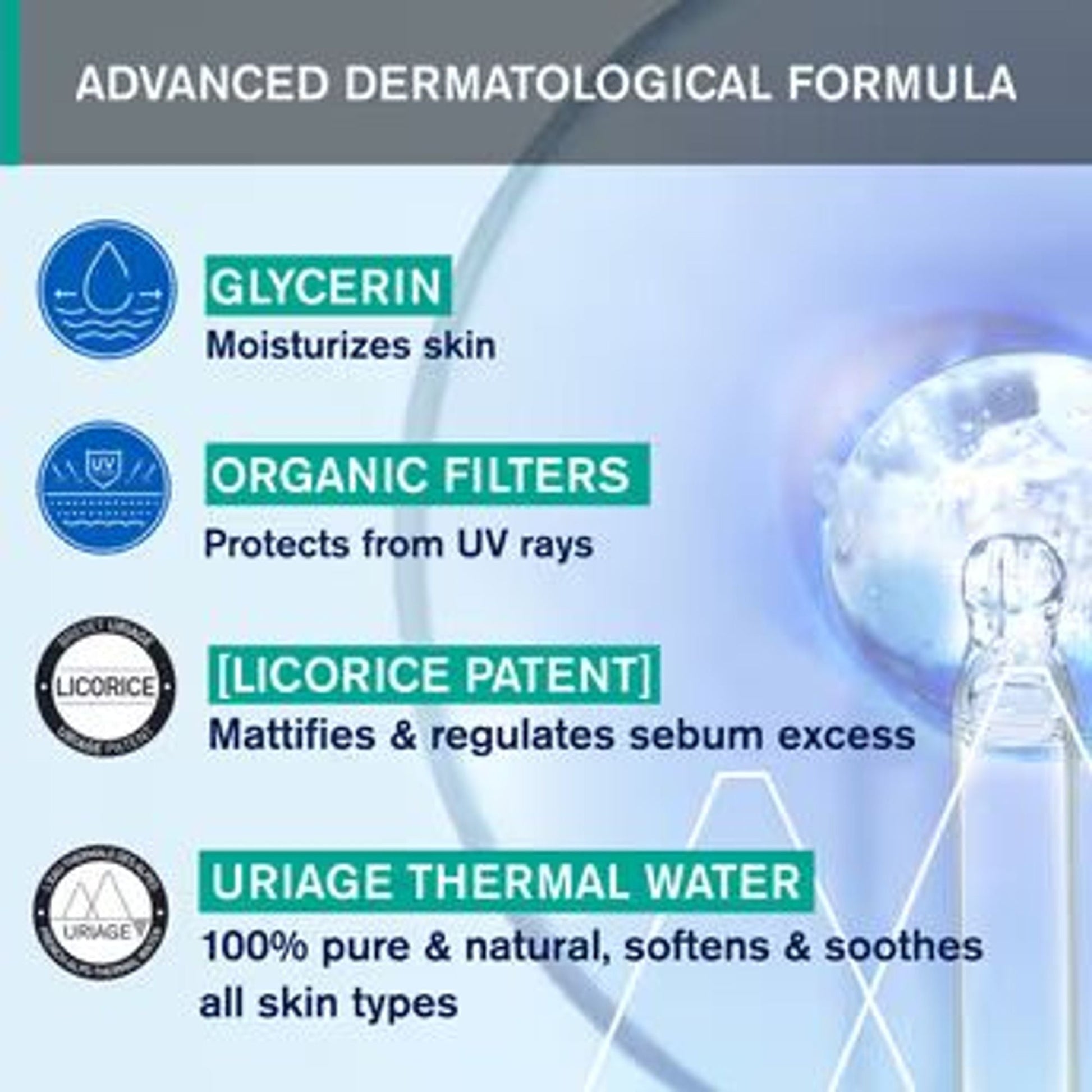 Uriage Hyseac Mattifying Fluid SPF50+ Light & Matt Texture Combination Oily Skin Dermat Recommended  Grab2Buy Uriage Grab2Buy
