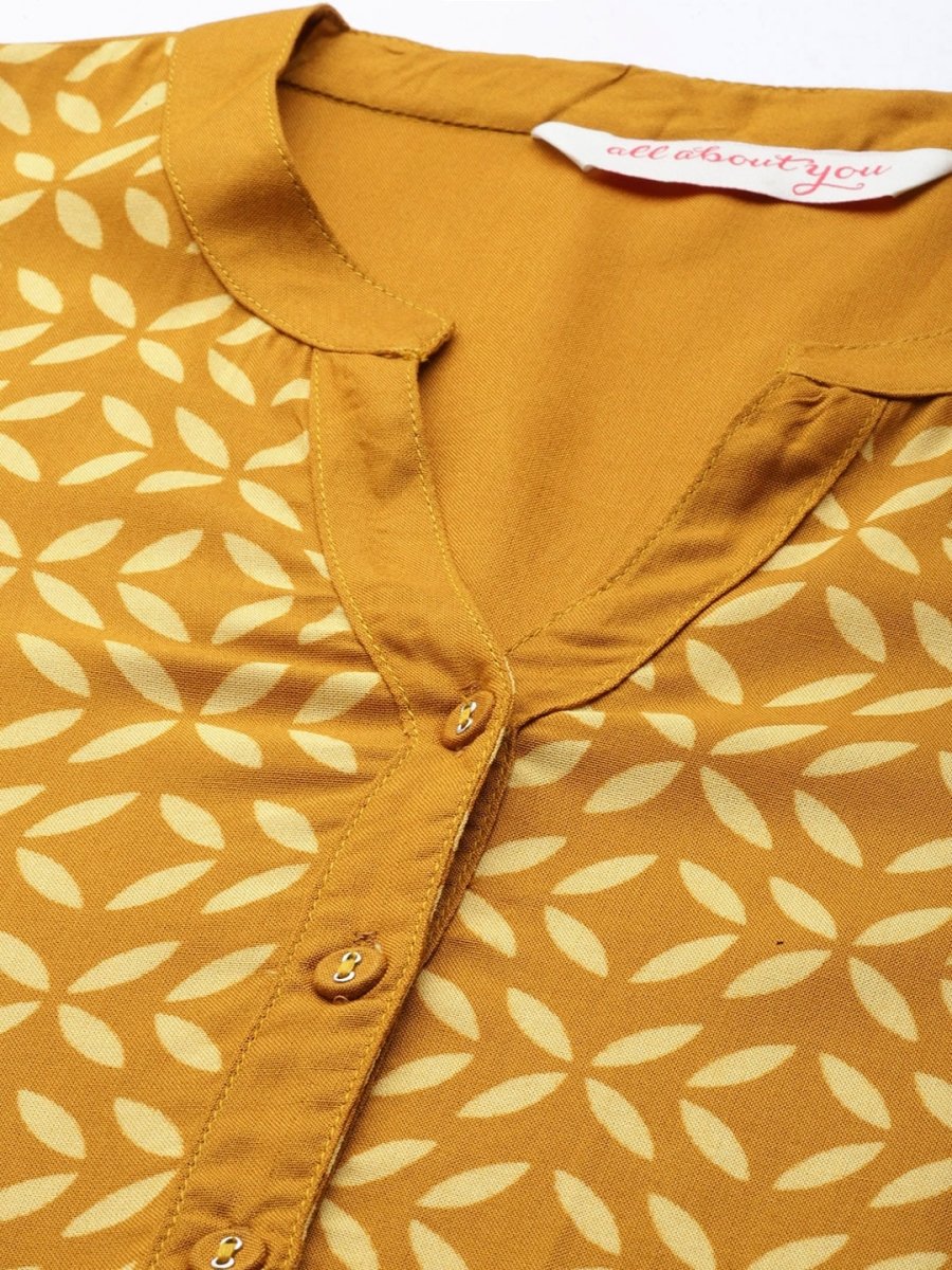 All About You Women Brown & Cream Printed Kurta with Trousers
