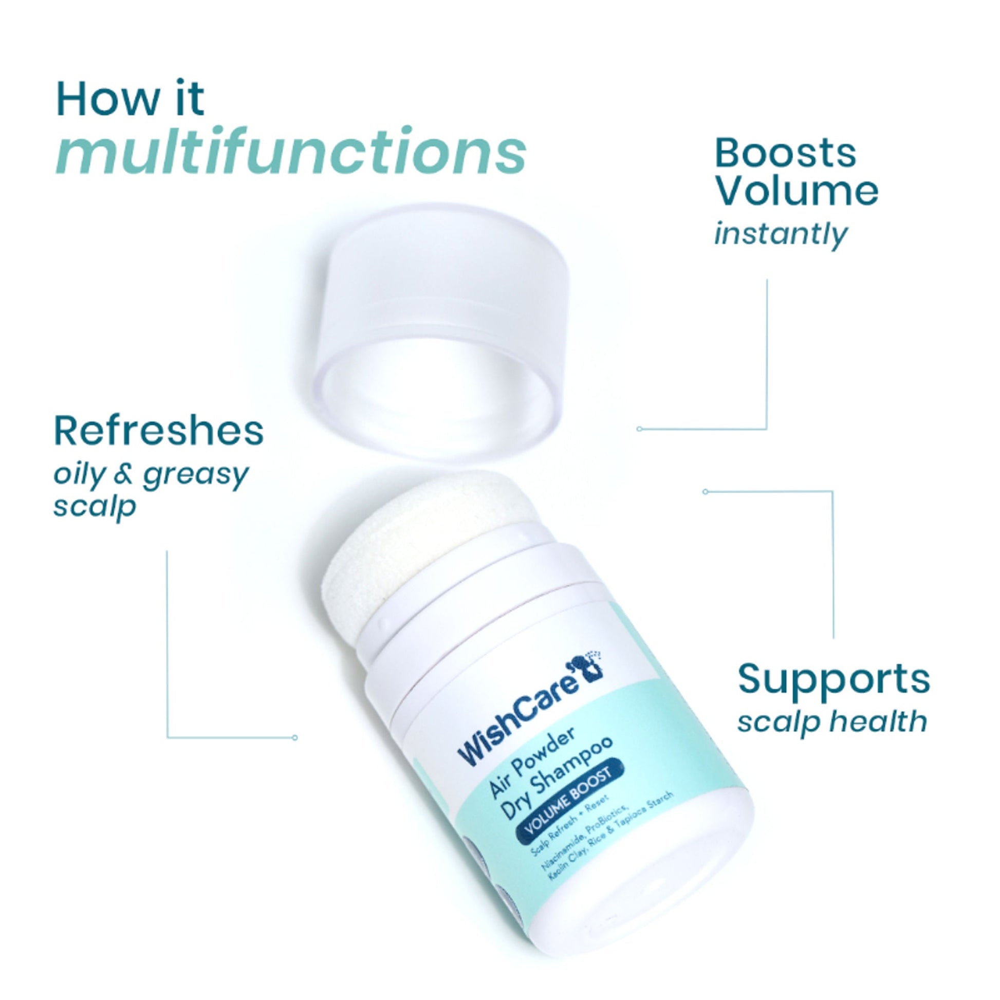 Wishcare Air Powder Dry Shampoo for Oily Hair & Scalp - No White Cast & Aerosol - Volume Boost  Grab2Buy Wishcare Grab2Buy