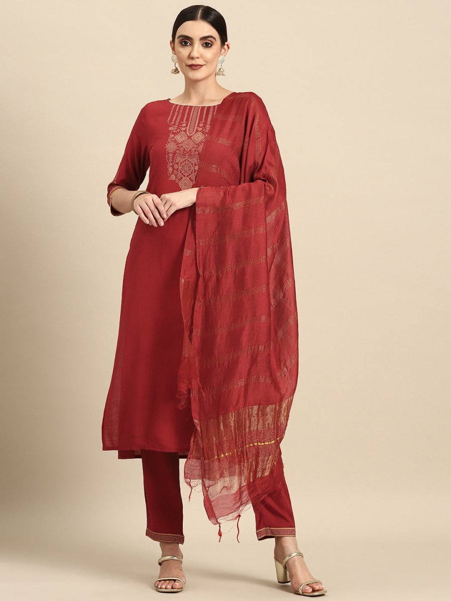 All About You Ethnic Motifs Print Kurta with Trousers & With Dupatta