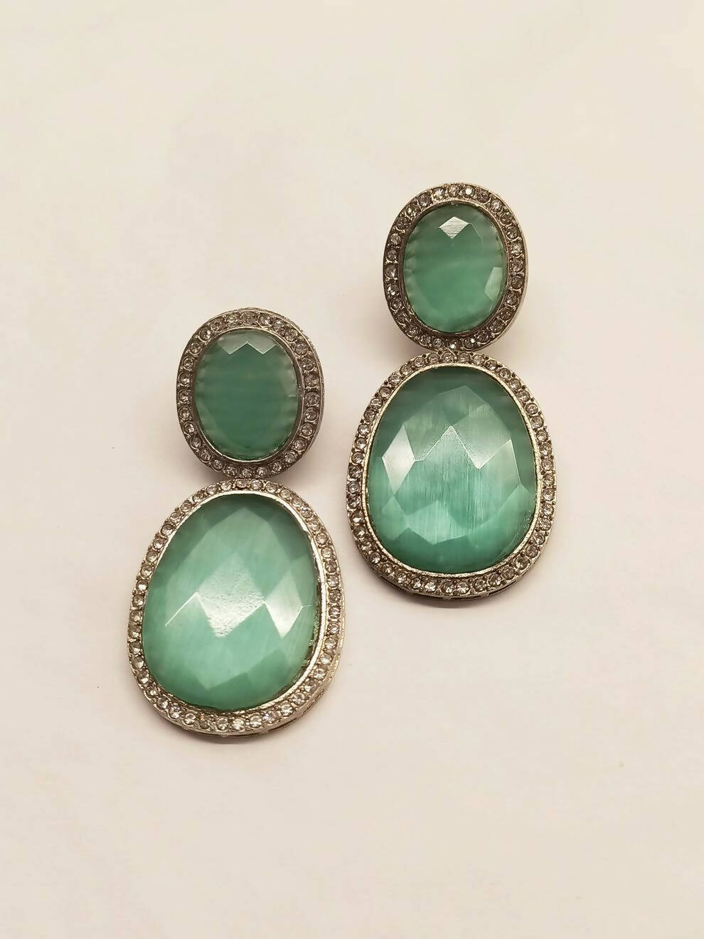Smart Dangler Earringss With Rhino Stone Border Mint Green Earrings For Women and Girls By House of Ree - Grab2buy