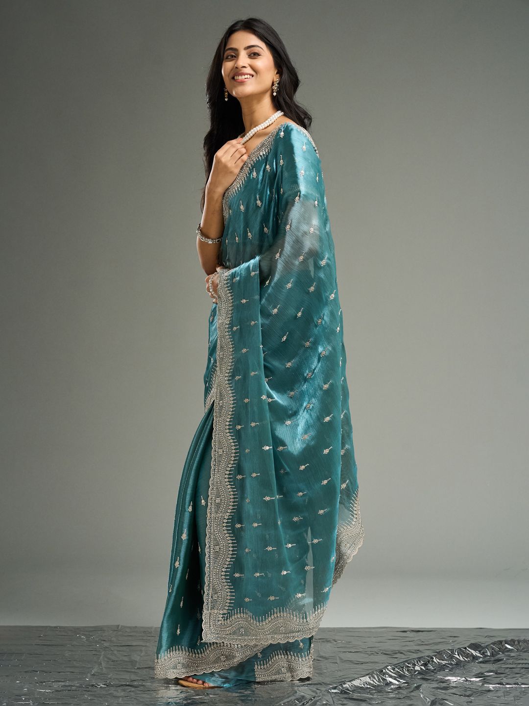kasee Floral Embroidered Silk Blend Saree
