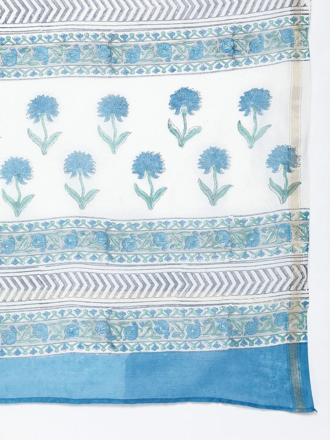 HERE&NOW Floral Printed Regular Pure Cotton Kurta with Churidar & With Dupatta